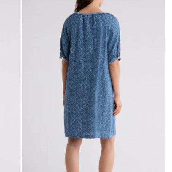 NEW Faherty Carmel Linen Button-Up Minidress KEY LARGO BLUE, Size Large - Picture 2 of 3
